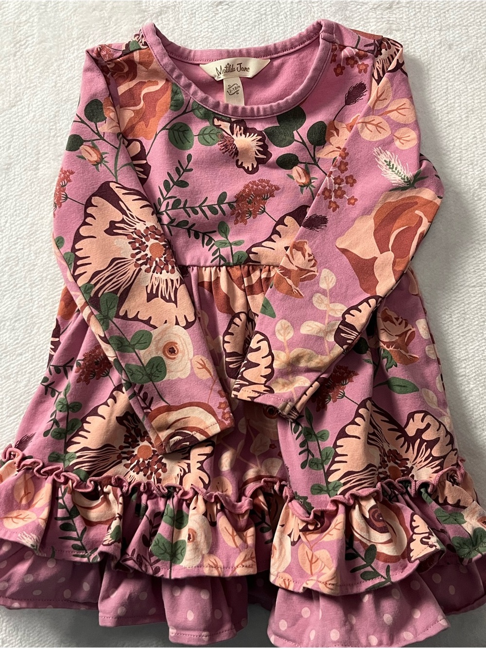 Matilda Jane Just Imagine Odette Dress 12-18M Pink Floral Ruffle Twirl Cottage